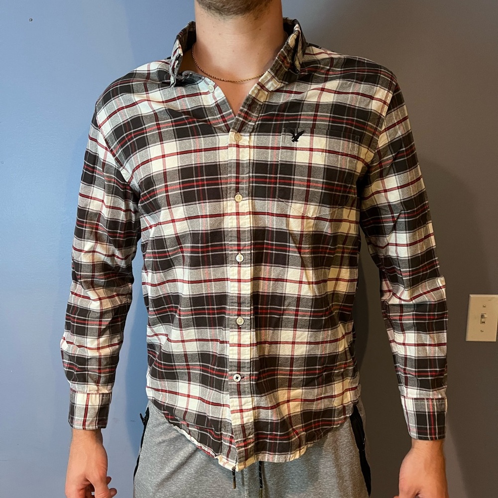 American Eagle flannel plaid classic fit size:  L/G/G